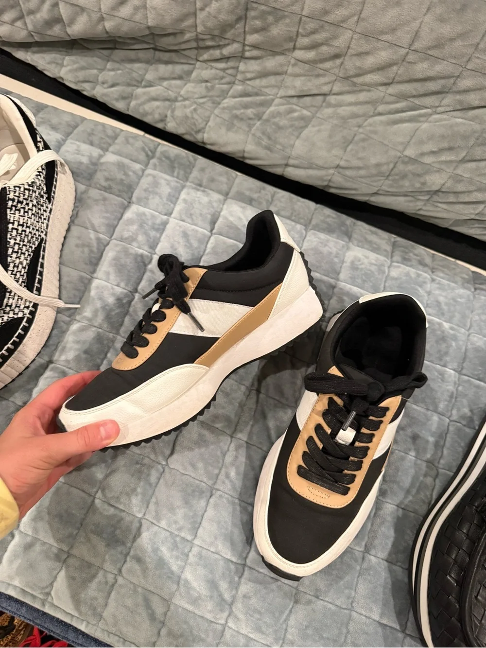 Dolce Vita Men's Black, White & Tan Lace-Up Sneakers